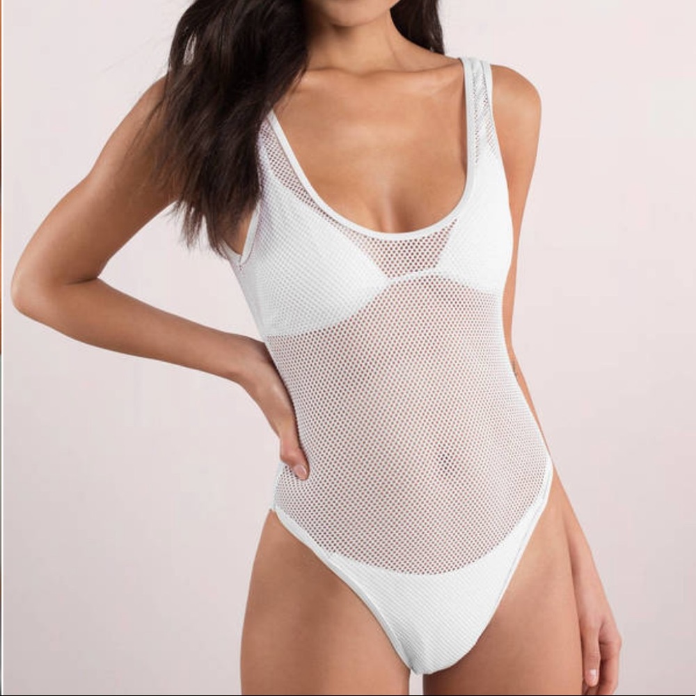 Tobi White mesh Bathing suit